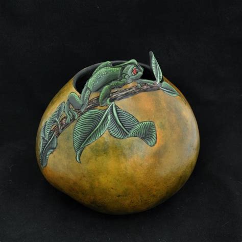 Frog Gourd Gourd Art Enthusiasts Gourd Art Gourds Hand Painted Gourds