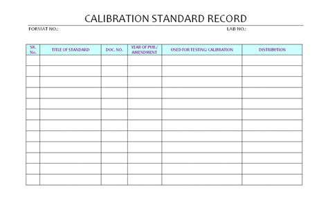 Scale Calibration Record Sheet