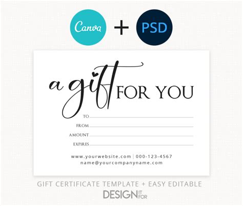 Gift Certificate Template Editable Gift Certificate For Certificate Of