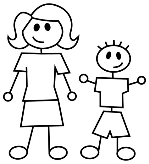 Onlinelabels Clip Art Mother And Son Stick Figures