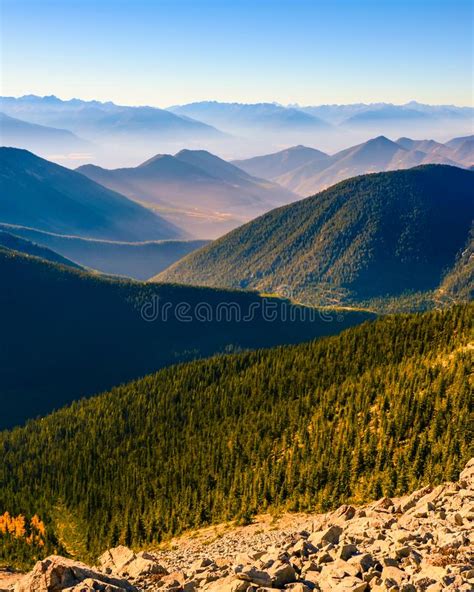 Layered Mountain Landscape Of Pedley Pass British Columbia Canada