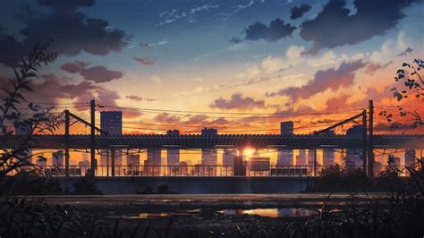 Sunset City Scenery Anime 4k 114 Wallpaper