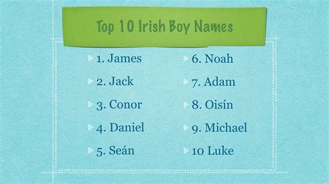 Irish Names Focus On The Top 10 Irish Boy Names Youtube