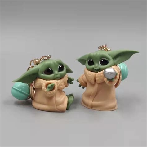 1 Set Mandalorian Baby Yoda Keychain Cartoon Yoda Pvc Keychains Figure