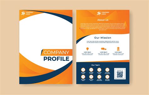 Company Profile Flyer Template In Orange And Dark Blue 3262565 Vector