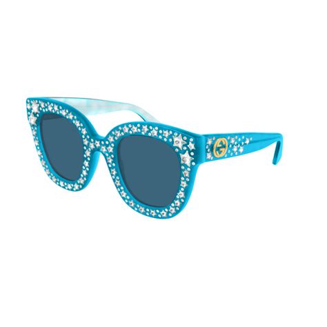 gucci gg0116s 009 light blue sunglasses woman