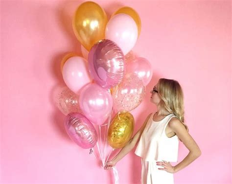 Giant Pink Balloon Bouquet With Glitter Confetti Balloons Etsy
