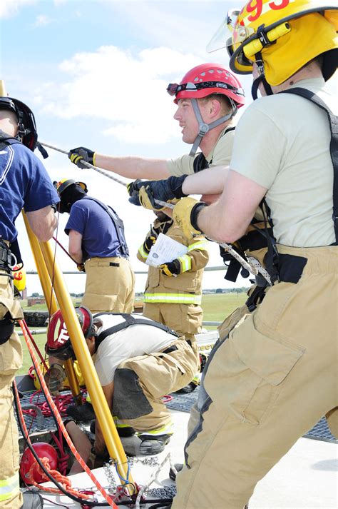 Firefighters Train On Confined Space Rescue Procedures Us Air
