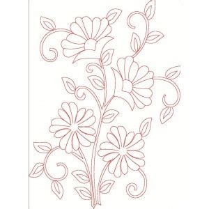 Learn to fill big areas in hand embroidery with filling stitches. Redwork floral clipart 37 - EmbroideryShristi