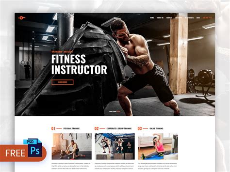 Free Personal Trainer Web Design Psd Template By Jenn Pereira On Dribbble