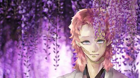 For wallpapers that share a theme make a album instead of multiple posts. Demon Slayer Sabito With Brown Hair Near Purple Flowers HD ...