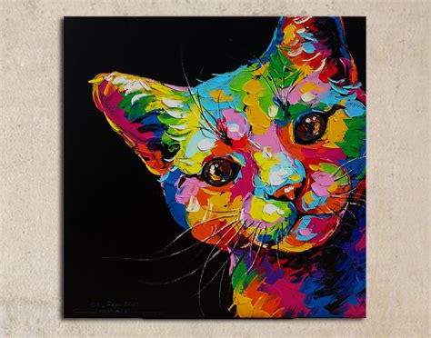 Cat Portrait Acrylic Painting On Canvas Etsy Cat Portrait Painting