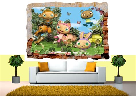 Waybuloo Cbeebies Removable Mural 3d Smashed Wall View Sticker Poster