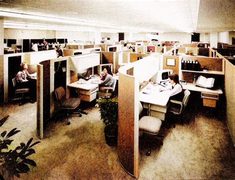 See Old Office Cubicles And Retro Open Plan Office Layouts From The 70s