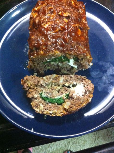 Just like a roast, it's important to let a meatloaf rest for at least 10 minutes (tented with foil to keep it hot) before slicing. Spinach and goat cheese stuffed meatloaf.. Ground beef ...
