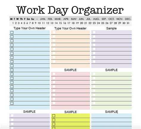 Blank Work Day Organizer Diy Planner Page Work Planner Etsy