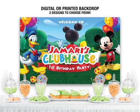 Mickey Mouse Clubhouse Backdrop Mickey Mouse Birthday Banner Etsy