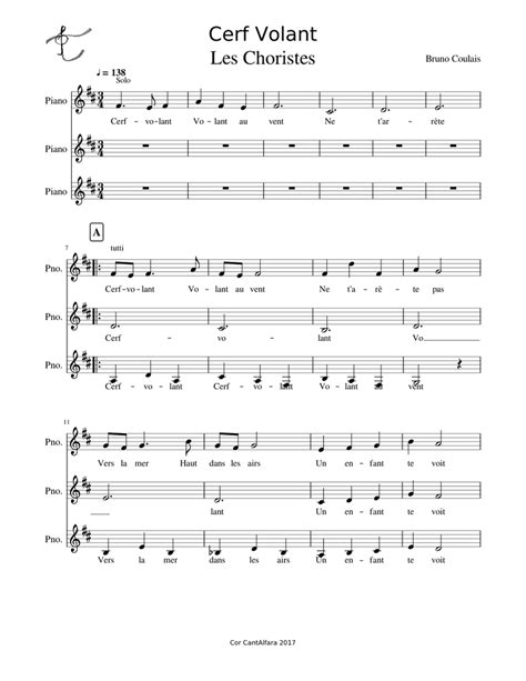 Cerf Volant Les Choristes Sheet music for Piano  Download free in PDF