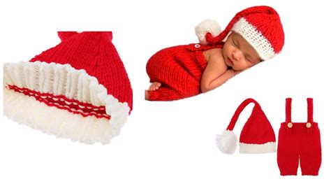Christmas Baby Knitting Long Tail Hat Newborn Photography Props 181020