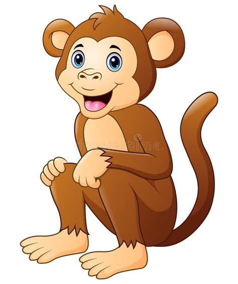 Cute Monkey Cartoon Sitting And Smiling Stock Vector Illustration Of