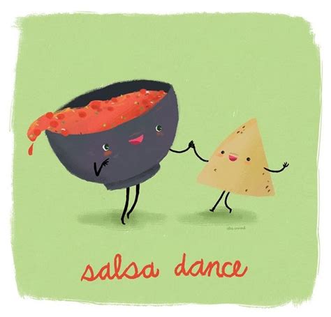 Food Pun Illustrations Salsa Dance Funny Illustration Funny