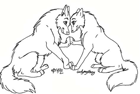 Free Wolf Couples Lineart By Luvlymystery On Deviantart