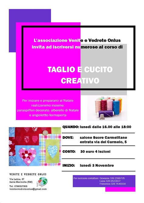 La macchina da cucire non sarà più solo un oggetto abbandonato in soffitta, ma una. Corso di taglio e cucito creativo - Festa del Volontariato