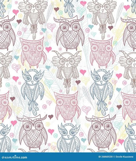 Cute Owl Seamless Pattern Stock Photo Image 26860530