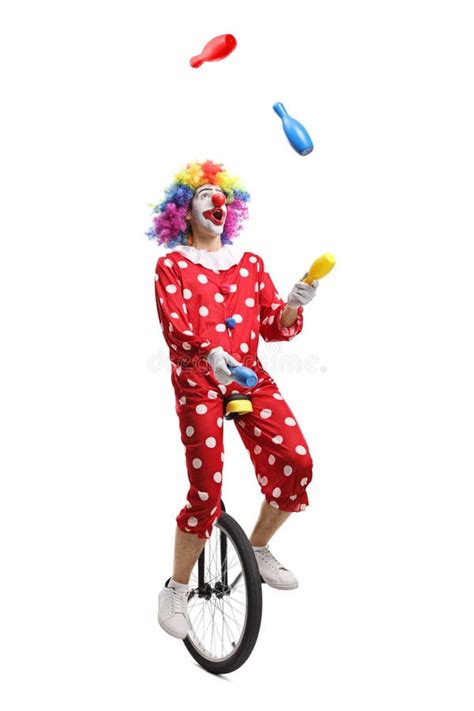 Clown On A Unicycle Juggling Stock Image Image Of Cute Male 165339115