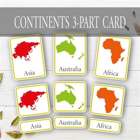 The Continents 3 Part Card Game Is Shown With Different Colors And