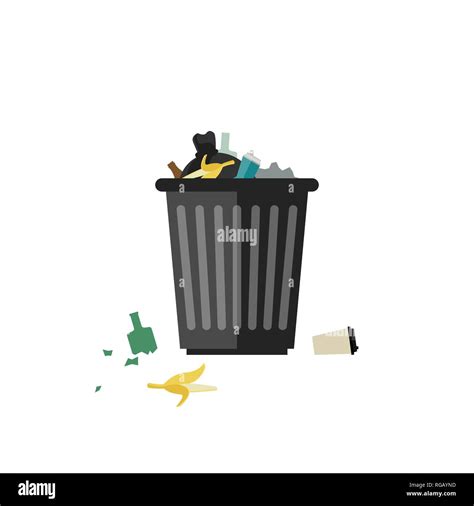 Rubbish Bin Full Trash Illustration Hi Res Stock Photography And Images