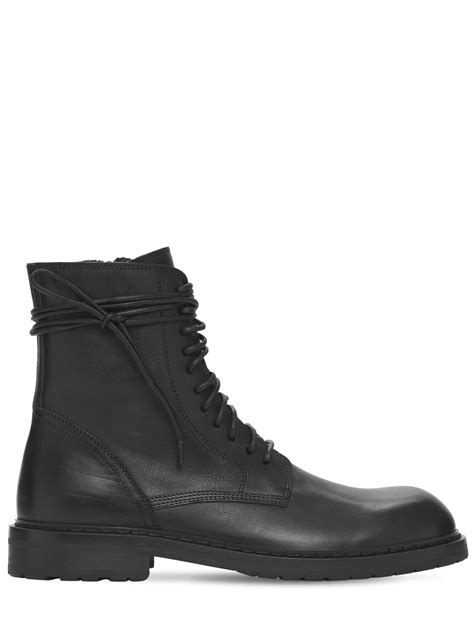 Ann Demeulemeester Santiago Leather Lace Up Boots In Black Modesens