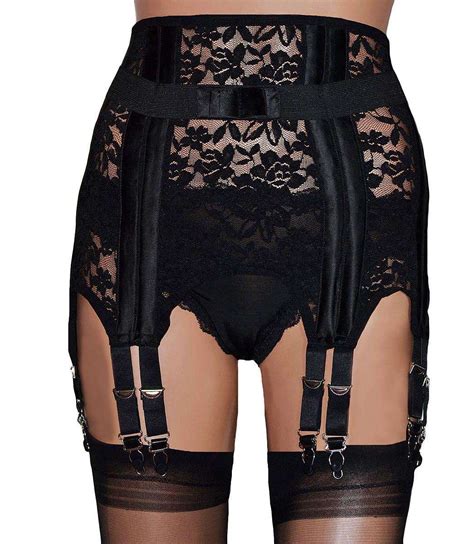 Strap Waist Cincher High Waist Suspender Belt In Black Lace