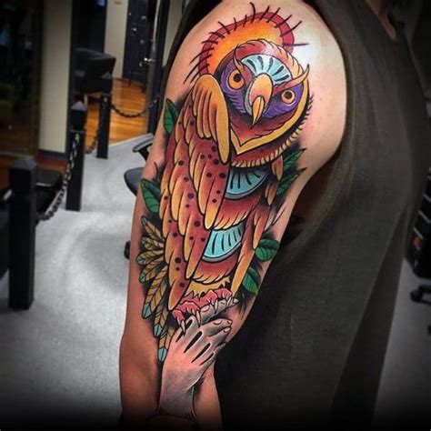 The owl is most often associated as a symbol of wisdom. 40 Neo Traditional Owl Tattoo Ideas For Men - Bird Designs