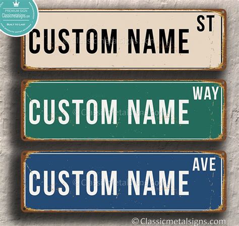 Custom Street Sign Vintage Style Street Signs Personalized Etsy