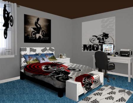 Add a wall shelf to show off decor or pair with a storage bin to keep games stashed away. Motocross Comforter | Motocross bedroom, Boy toddler ...