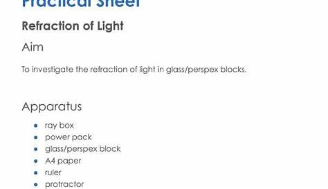 refraction of light worksheets with answers