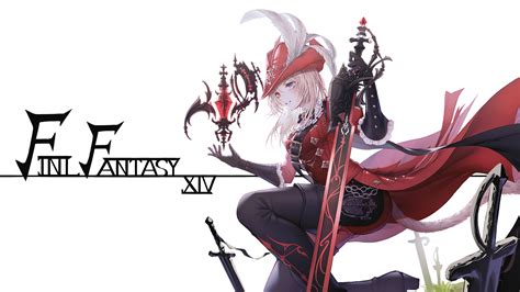 Final Fantasy Xiv Girl With Red Hat With Feather With
