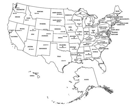States And Caps B And W States And Capitals State Capitals Map United