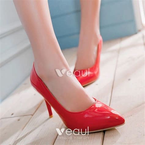Classic Red Pumps Patent Leather Stiletto Heels Womens High Heels Shoes