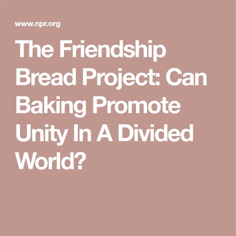 The Friendship Bread Project Can Baking Promote Unity In A Divided World Friendship Bread