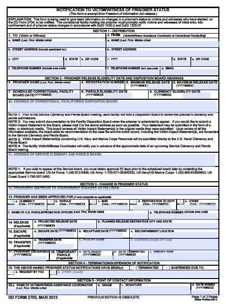 Download Fillable Dd Form 2705