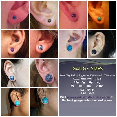 Gauges Ear Gauge Sizes Gauges Size Chart Ear Gauges Plugs