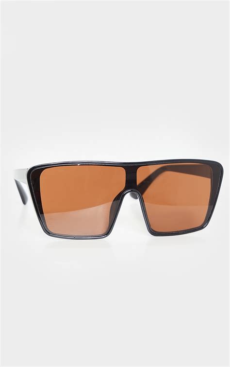 black squareframe oversized sunglasses prettylittlething