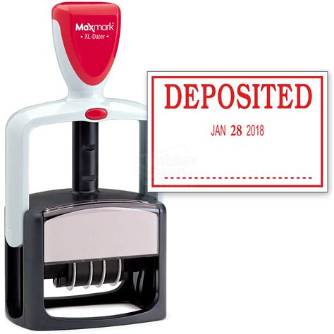 2000 Plus Heavy Duty Style 2 Color Date Stamp With Deposited Self Inking Stamp Red Ink