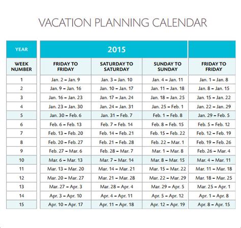 Free 6 Sample Vacation Calendar Templates In Pdf