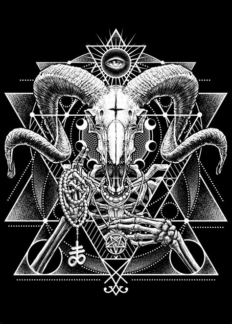 Gothic Satan 666 Baphomet Poster Picture Metal Print Paint By