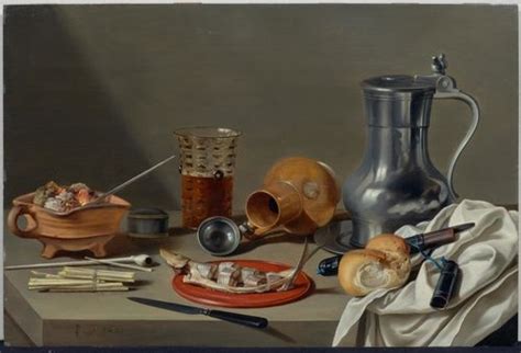 Pieter Claesz Still Life On The Theme Of Smoking With Large Pewter