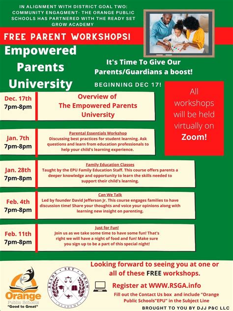 Parent Engagement Empowered Parent University Events Flyer