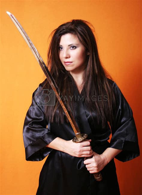Female Holding A Sword By Lovleah Vectors And Illustrations With